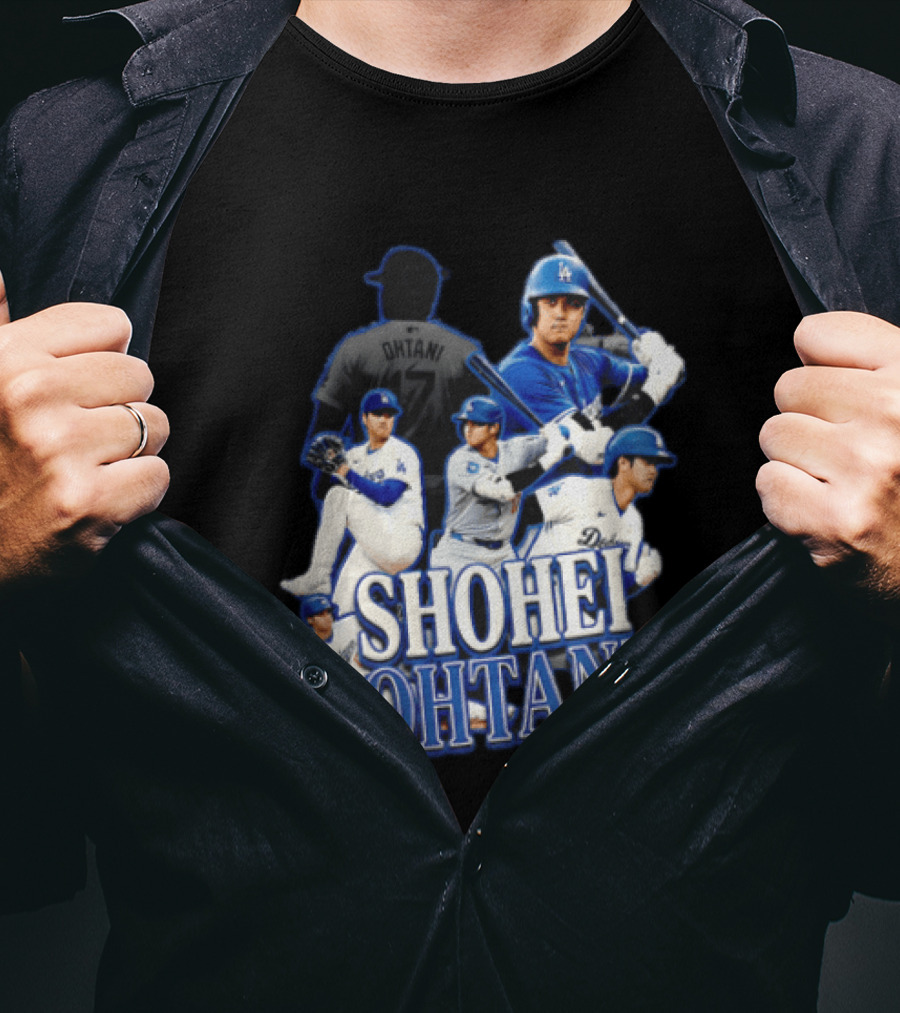 Los Angeles Dodgers Shohei Ohtani Baseball Player Collage T-Shirt