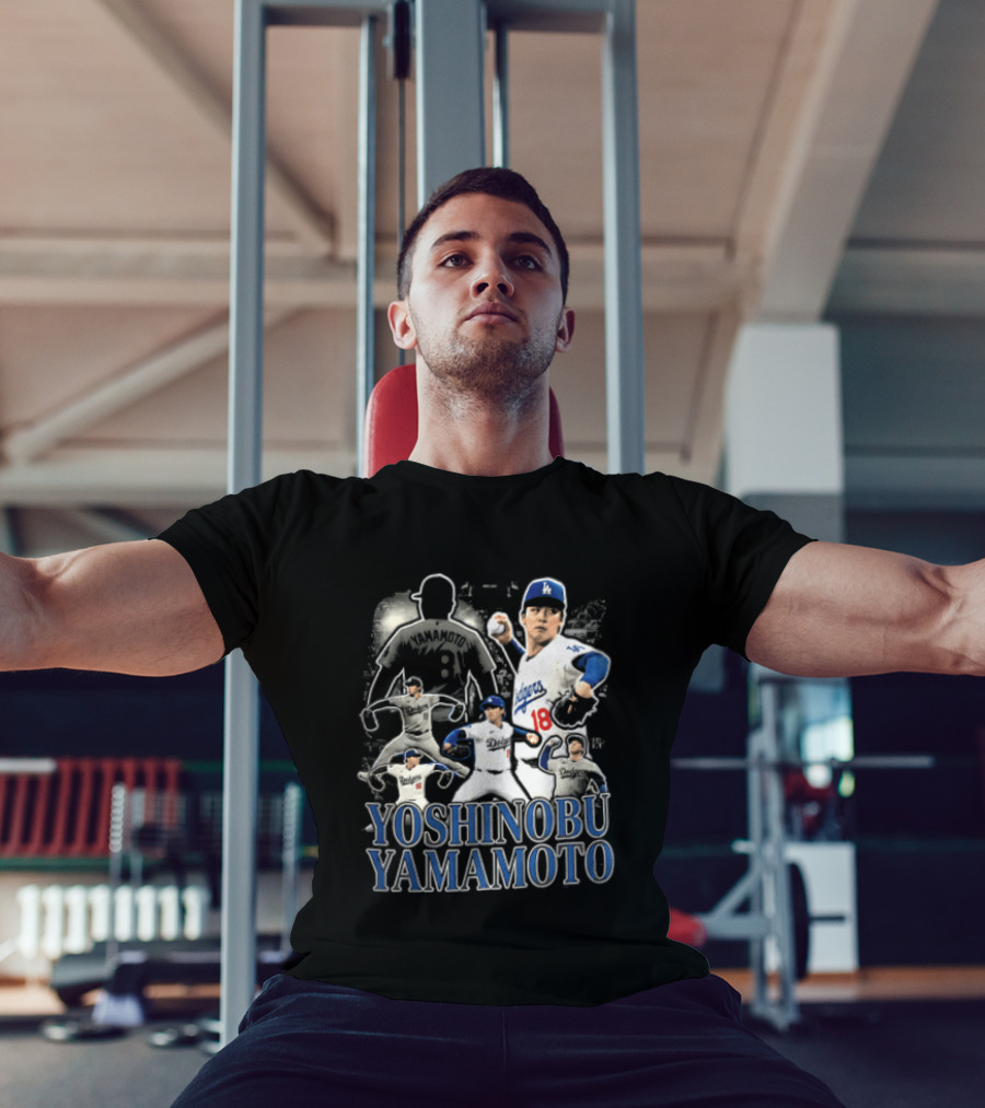 Yoshinobu Yamamoto Los Angeles Dodgers Pitcher Action Poses T-Shirt