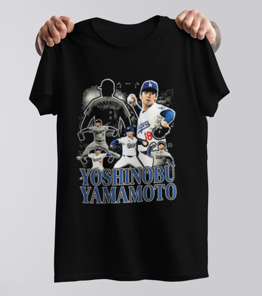 Yoshinobu Yamamoto Los Angeles Dodgers Pitcher Action Poses T-Shirt