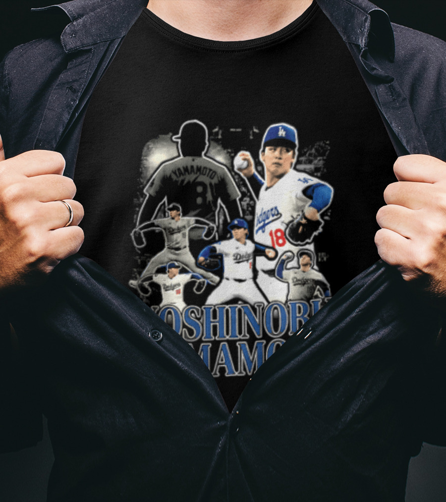 Yoshinobu Yamamoto Los Angeles Dodgers Pitcher Action Poses T-Shirt