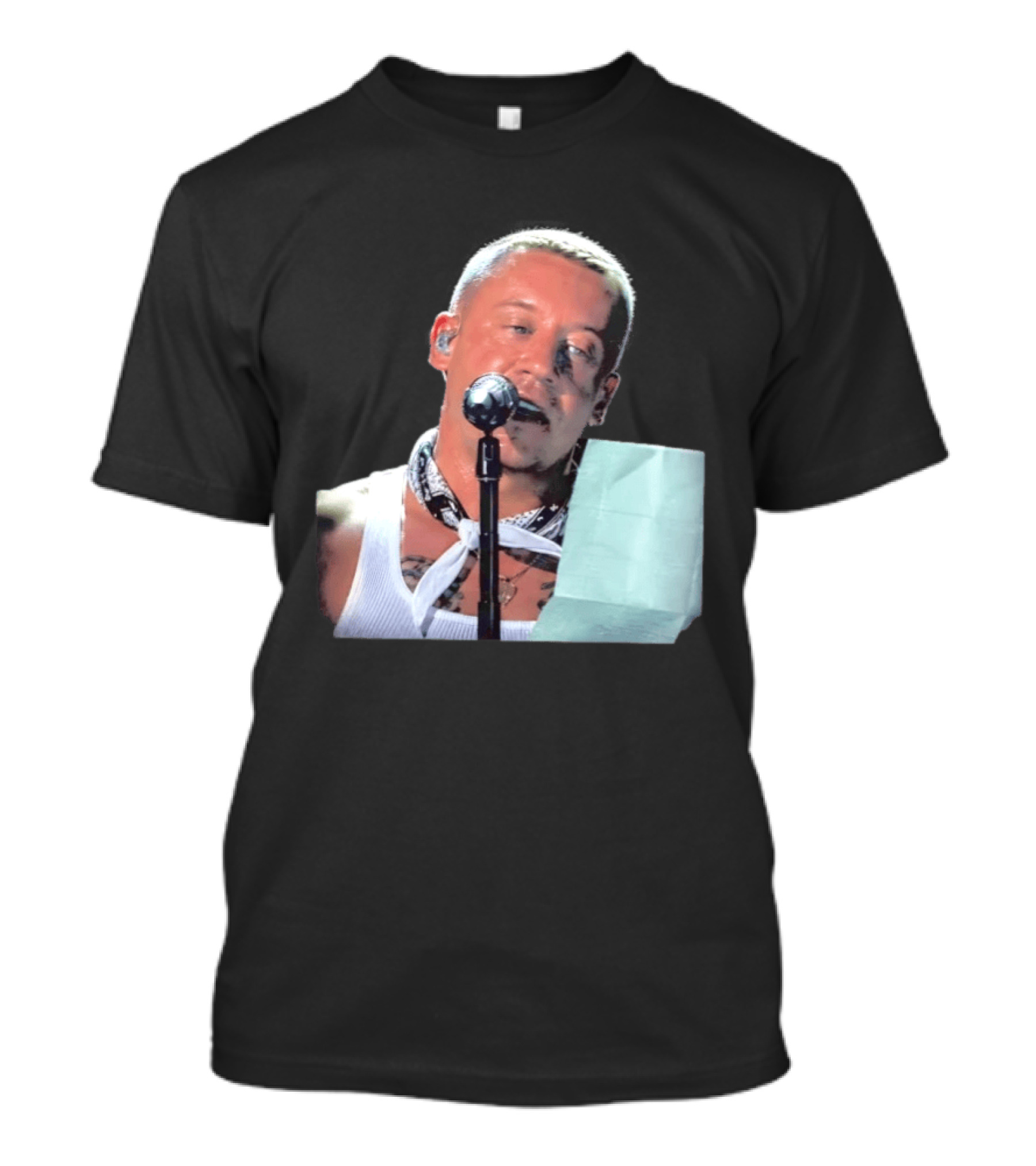 Macklemore White Bandana Performance Look Rapper T-Shirt