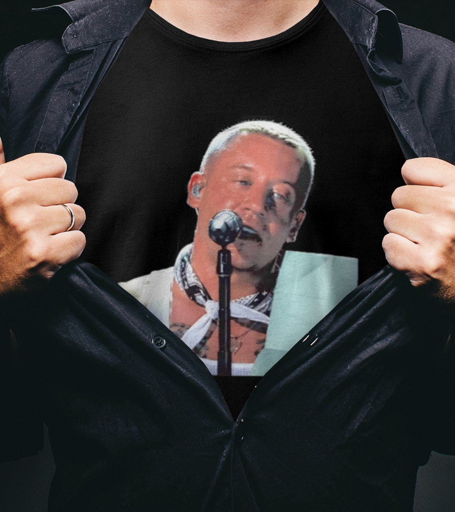 Macklemore White Bandana Performance Look Rapper T-Shirt