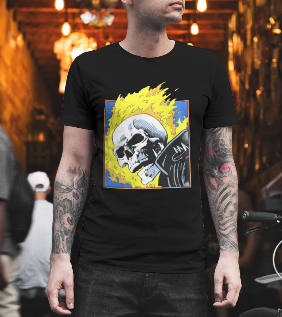 Marvel Ghost Rider Flaming Skull 1976 Comic Cover T-Shirt