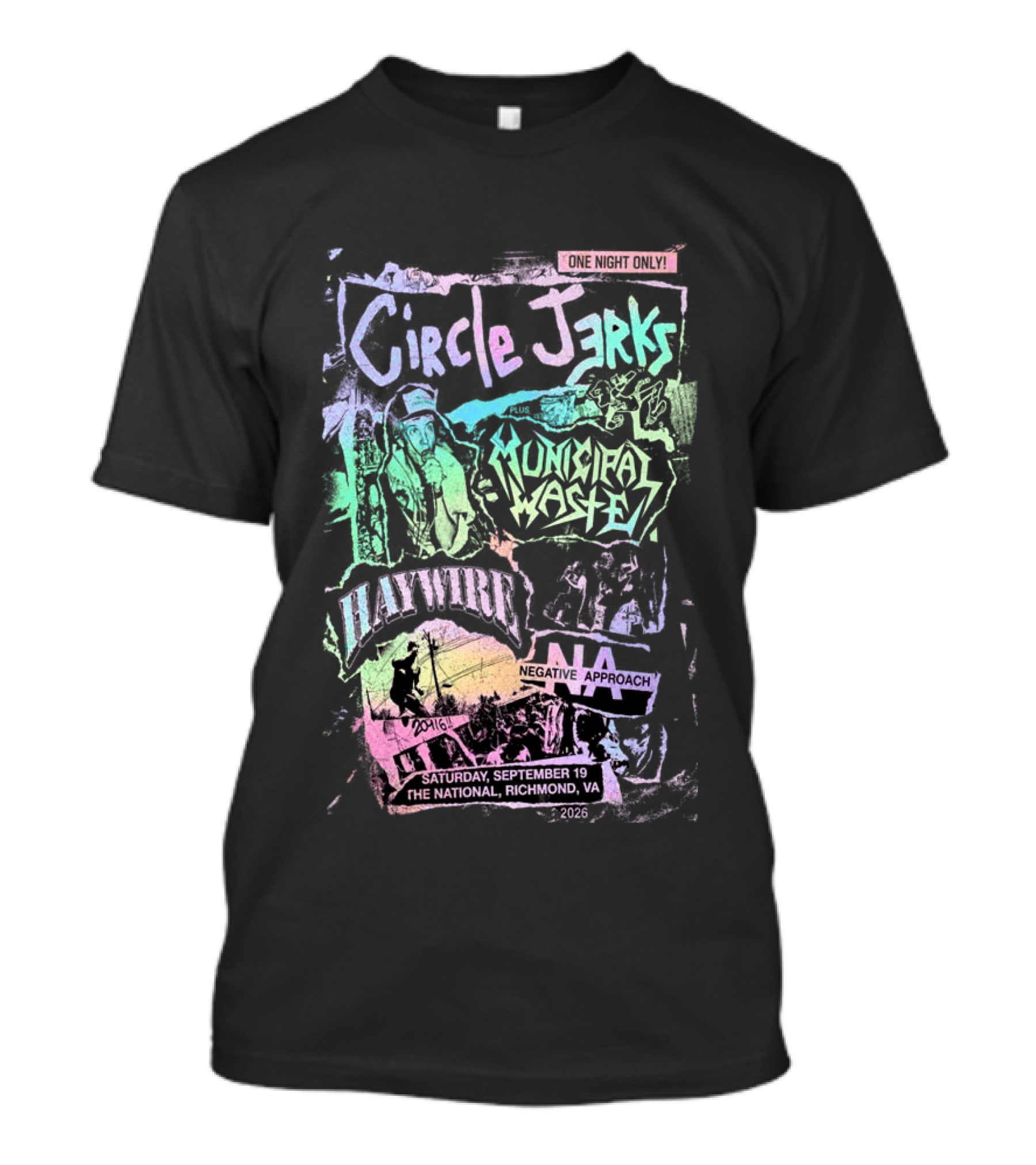 Circle Jerks Municipal Waste Negative Approach Haymarket September 19 2026 The National Richmond Virginia Event T-Shirt