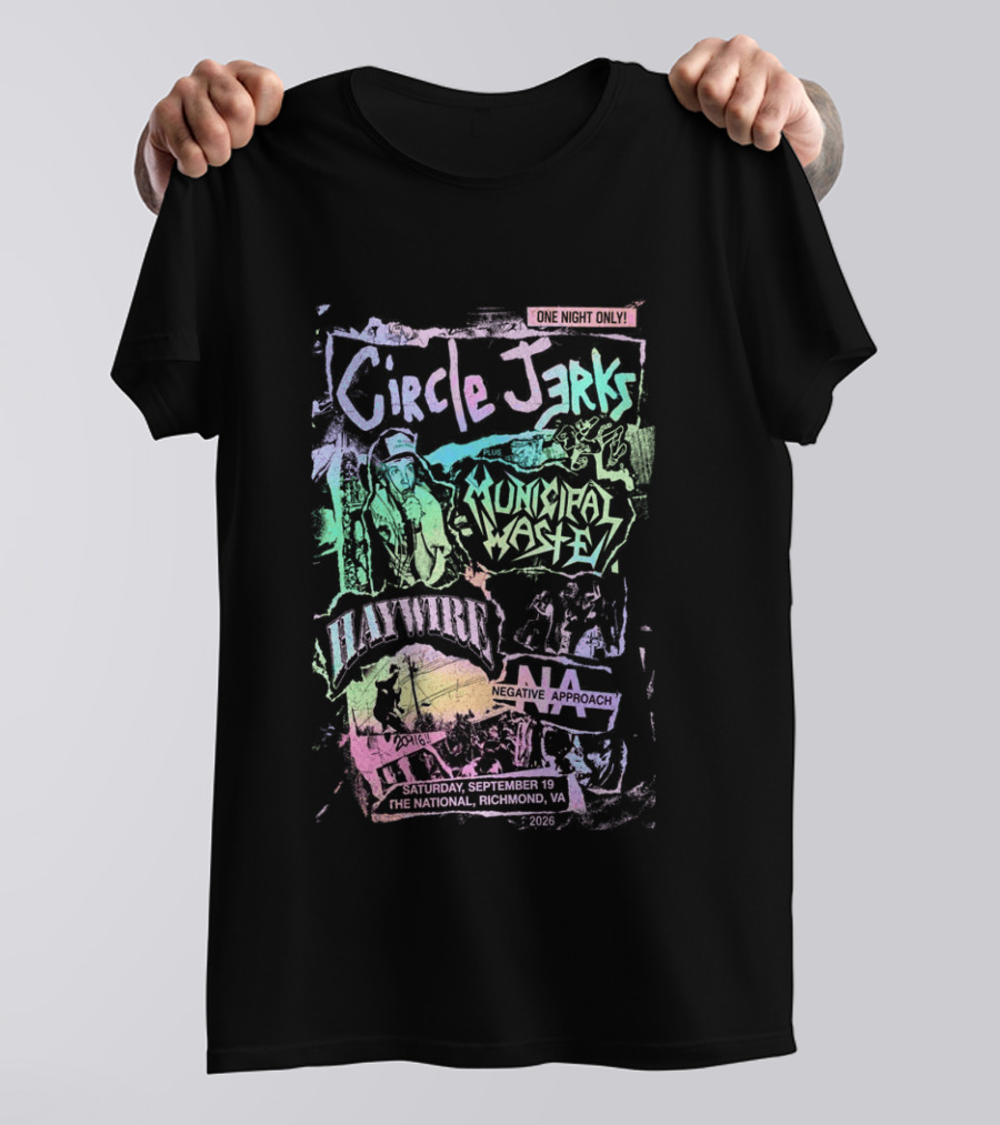 Circle Jerks Municipal Waste Negative Approach Haymarket September 19 2026 The National Richmond Virginia Event T-Shirt