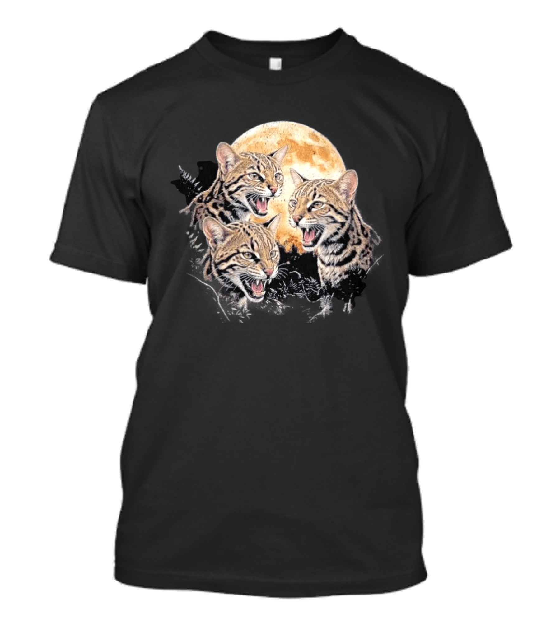 Three Tilcayo Bolivia Cloud Forest Wildcats Full Moon Roaring Trio T-Shirt