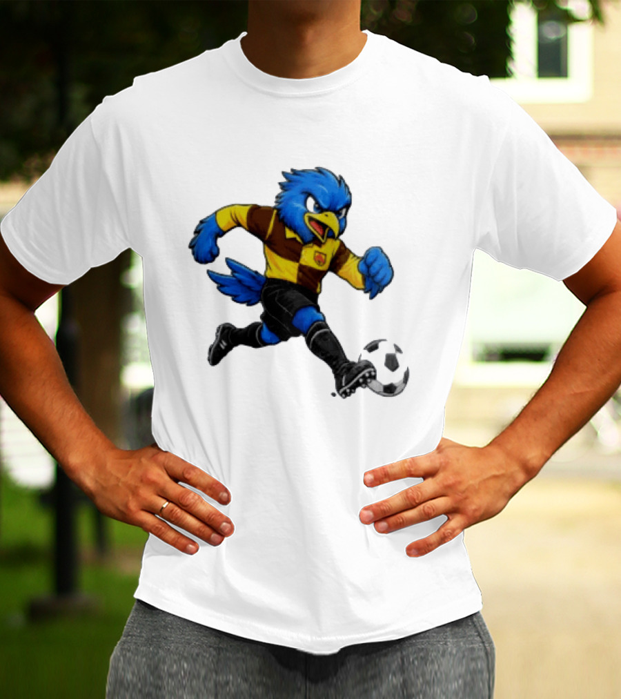 Cardiff Riverside Football Bluebird Mascot Soccer Player T-Shirt