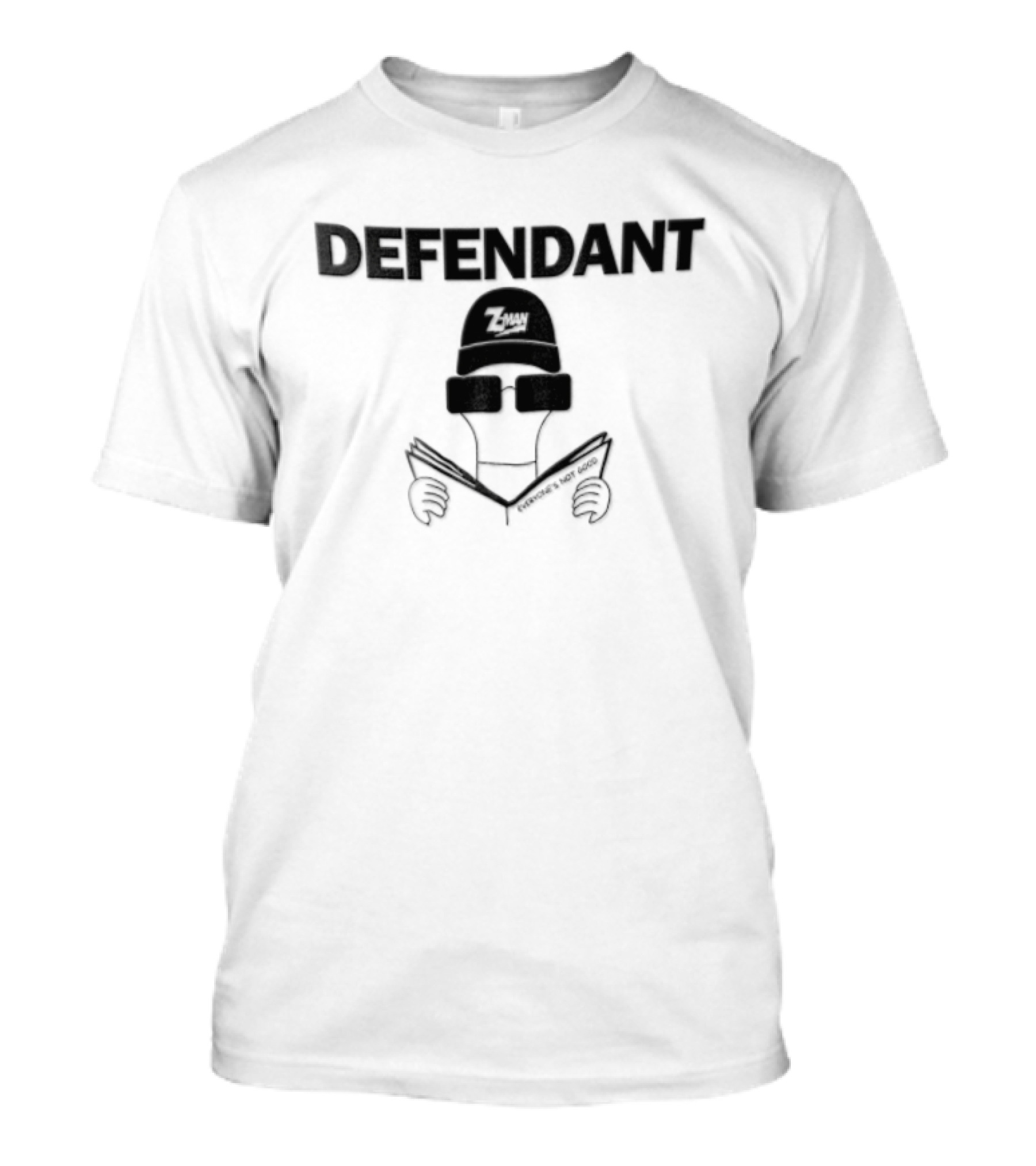 Defendant Everyone's Not Good Figure Hat Sunglasses Reading T-Shirt