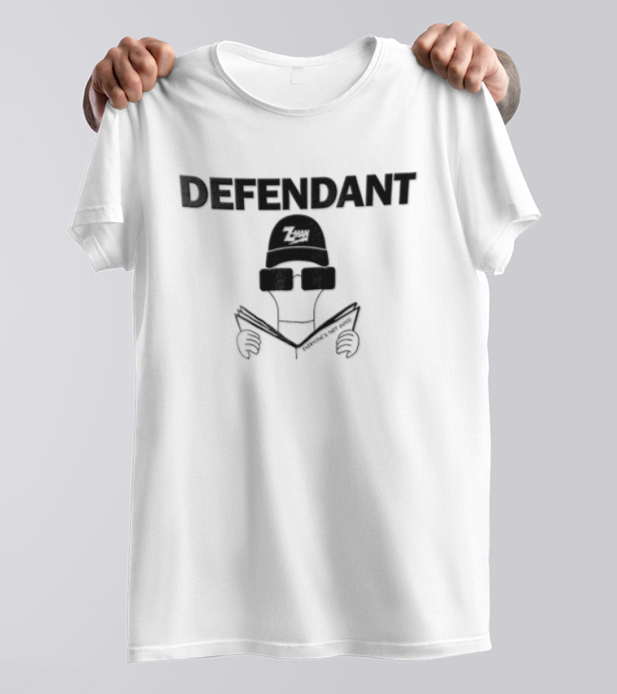 Defendant Everyone's Not Good Figure Hat Sunglasses Reading T-Shirt