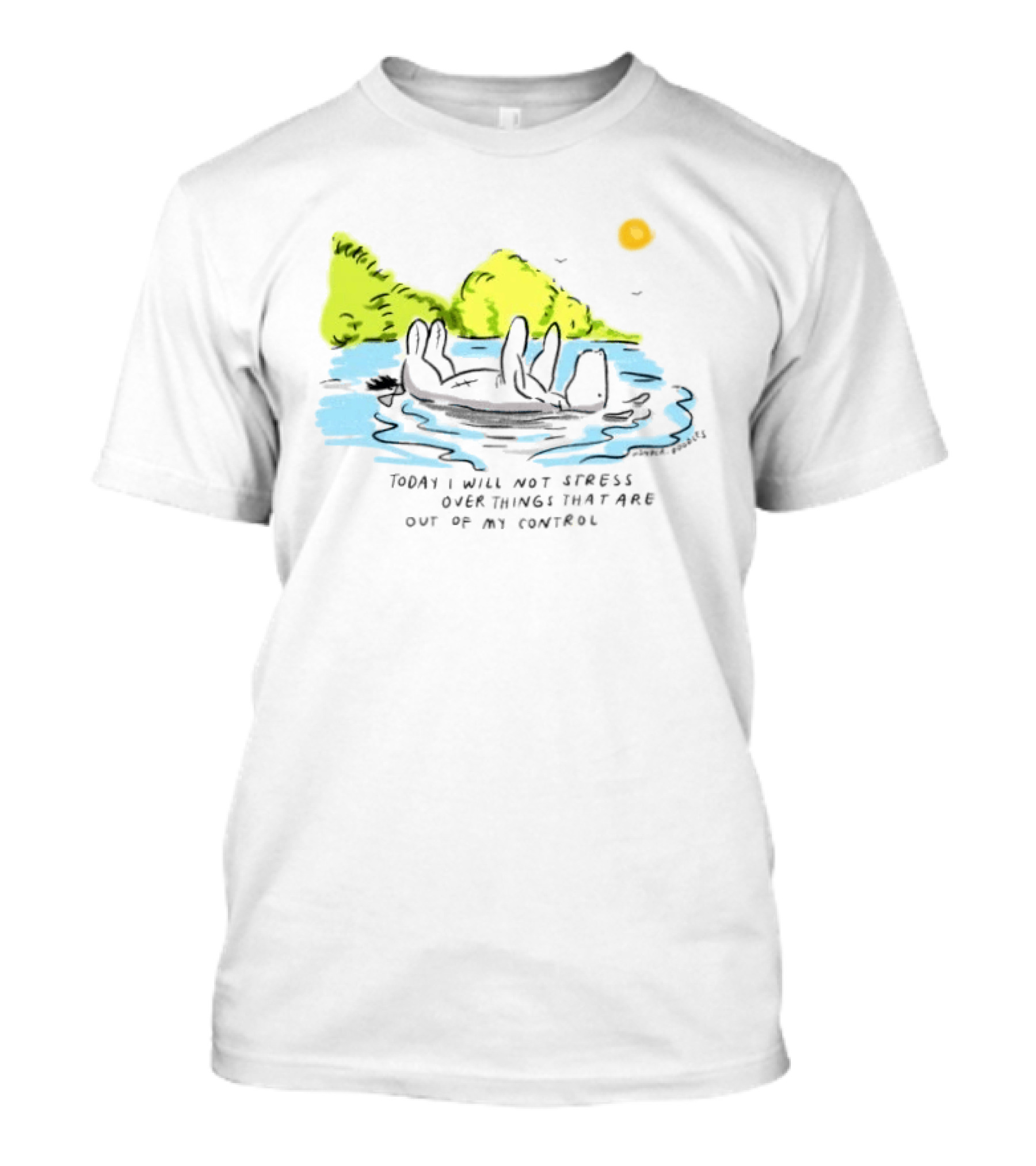 Eeyore Floating Relaxed With Sun Today I Will Not Stress Over Things That Are Out Of My Control T-Shirt