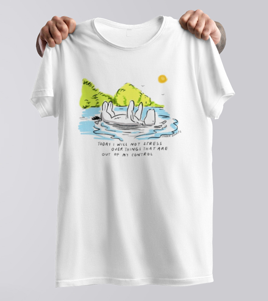 Eeyore Floating Relaxed With Sun Today I Will Not Stress Over Things That Are Out Of My Control T-Shirt