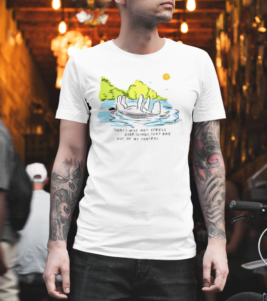 Eeyore Floating Relaxed With Sun Today I Will Not Stress Over Things That Are Out Of My Control T-Shirt