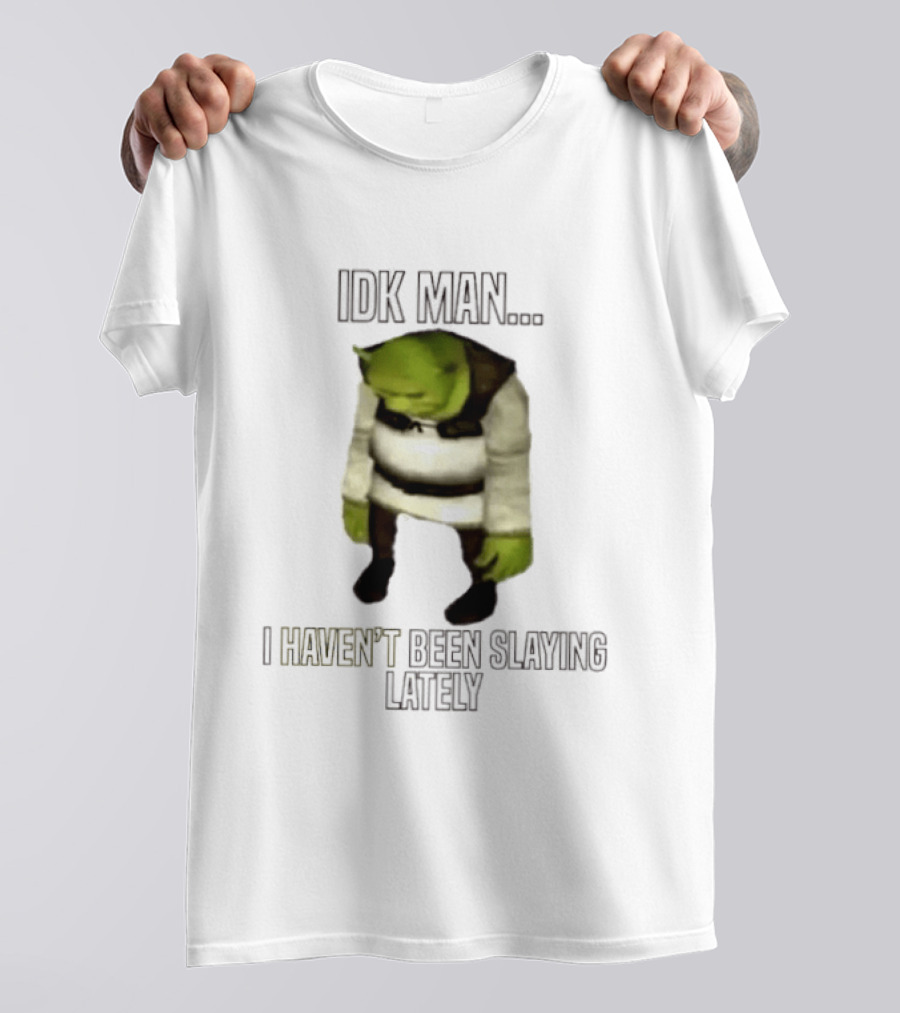 IDK Man Shrek I Haven't Been Slaying Lately Meme Text Image Iconic Movie T-Shirt