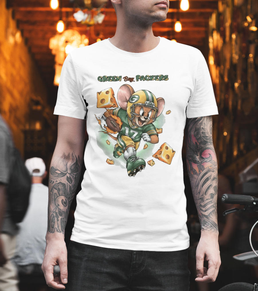 Green Bay Packers 17 Jerry Mouse Football Cheese T-Shirt