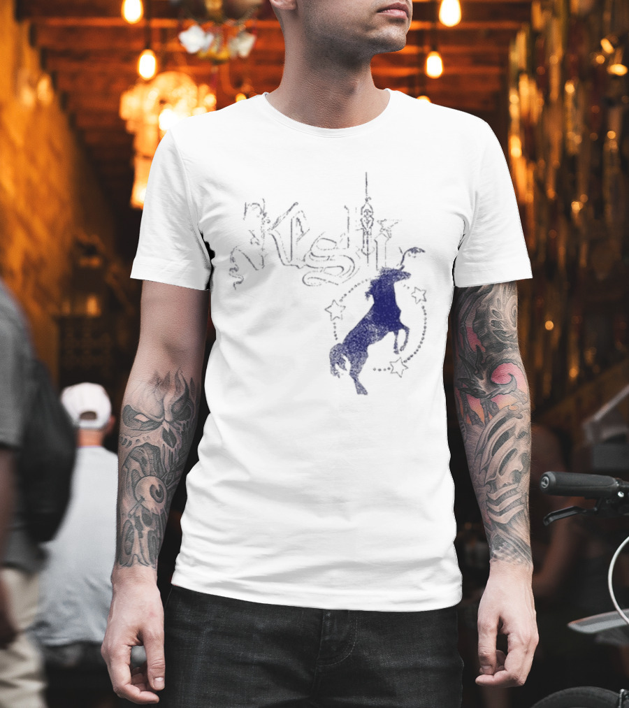 Keshi Stallion Star Circle Horse Blue T-Shirt