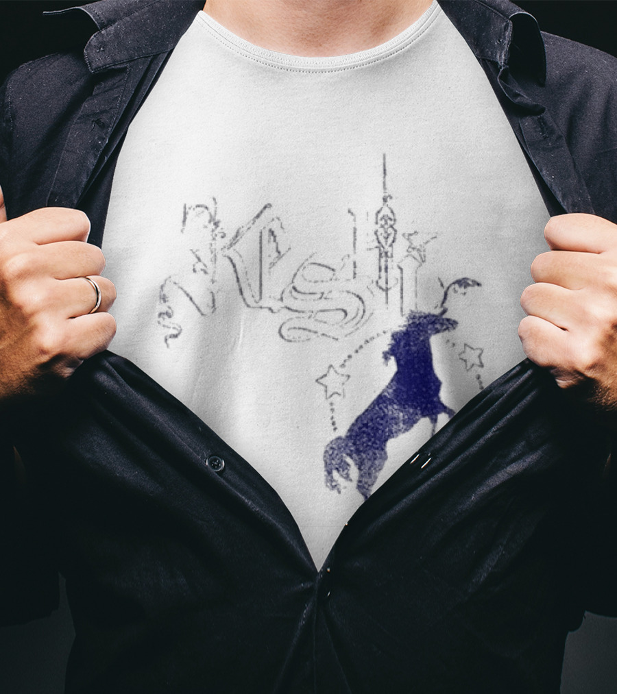 Keshi Stallion Star Circle Horse Blue T-Shirt