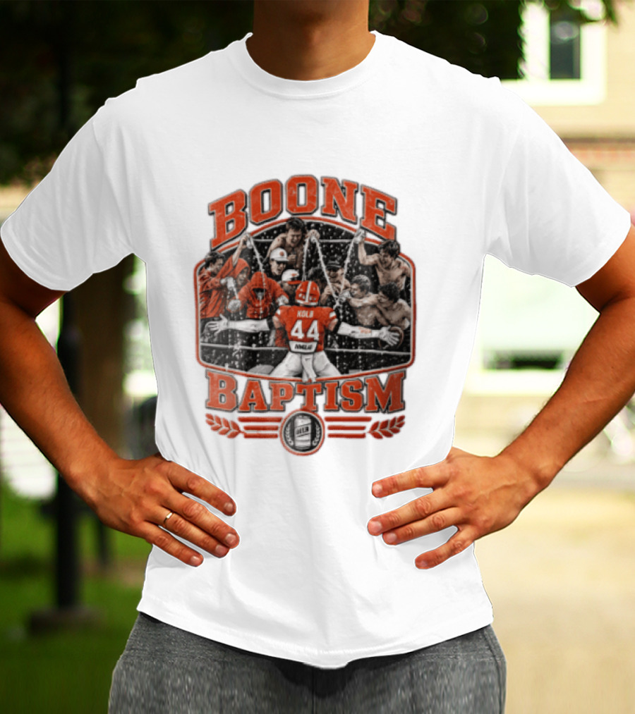 Boone Baptism Kolb Douglas Football Players Spraying Beer Celebration T-Shirt