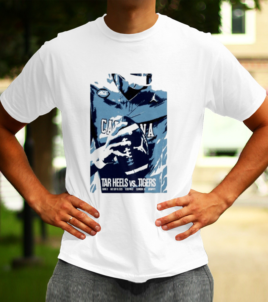 North Carolina Tar Heels Vs Clemson Tigers Football Game Sep 18 2026 Clemson SC ACC ESPN T-Shirt