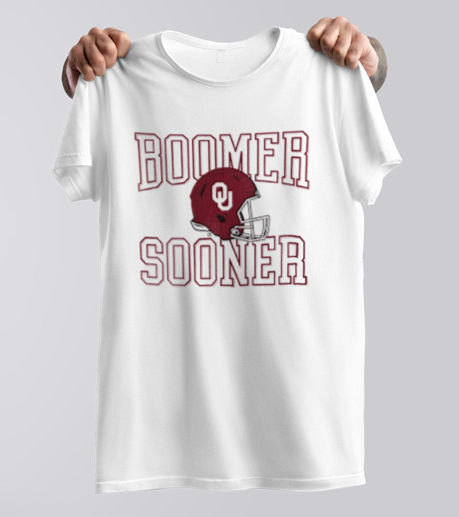 Boomer Sooner Oklahoma Sooners Red Football Helmet T-Shirt