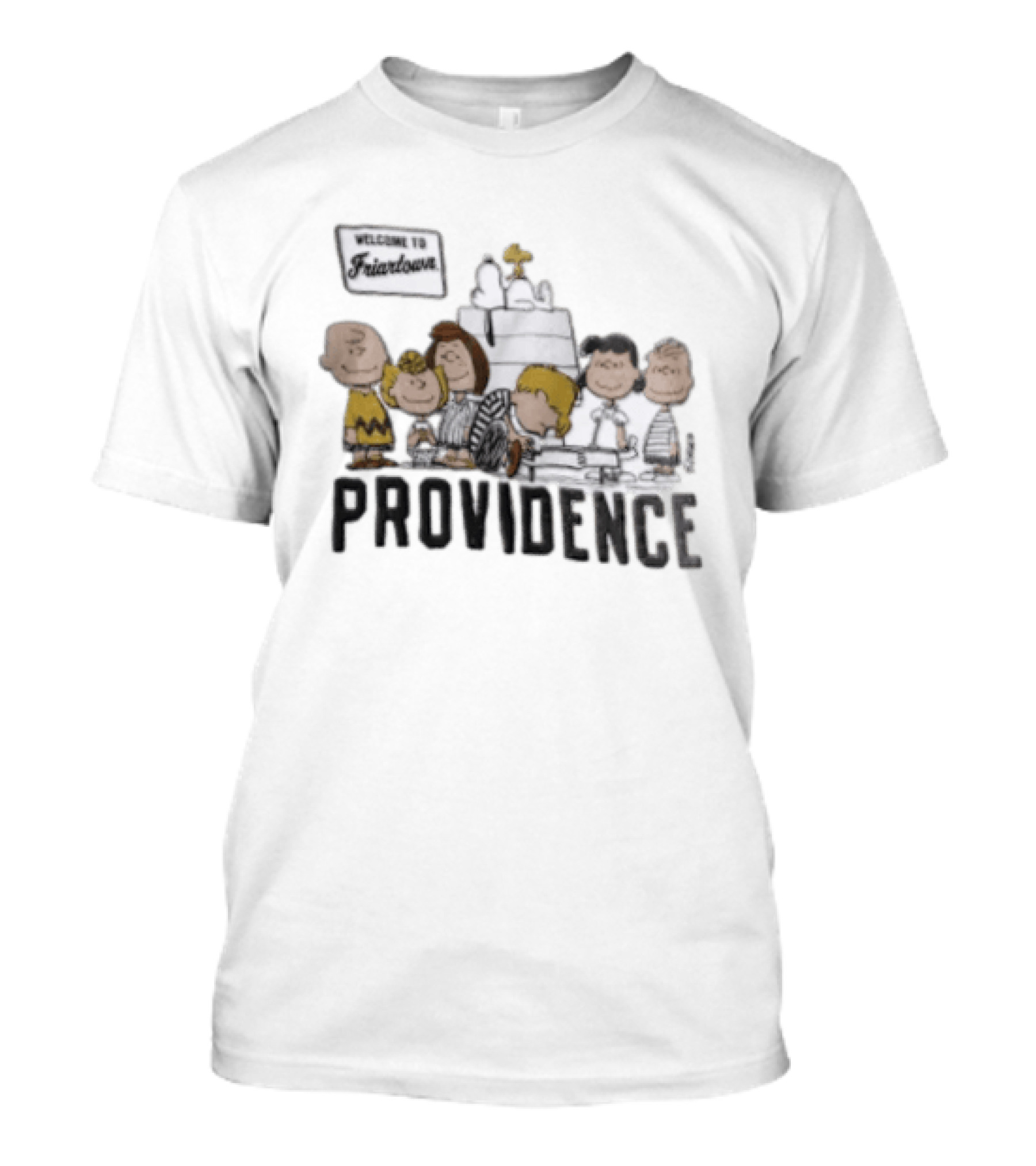 Peanuts X Providence Welcome To Friartown Charlie Brown Snoopy Woodstock Lucy Linus T-Shirt