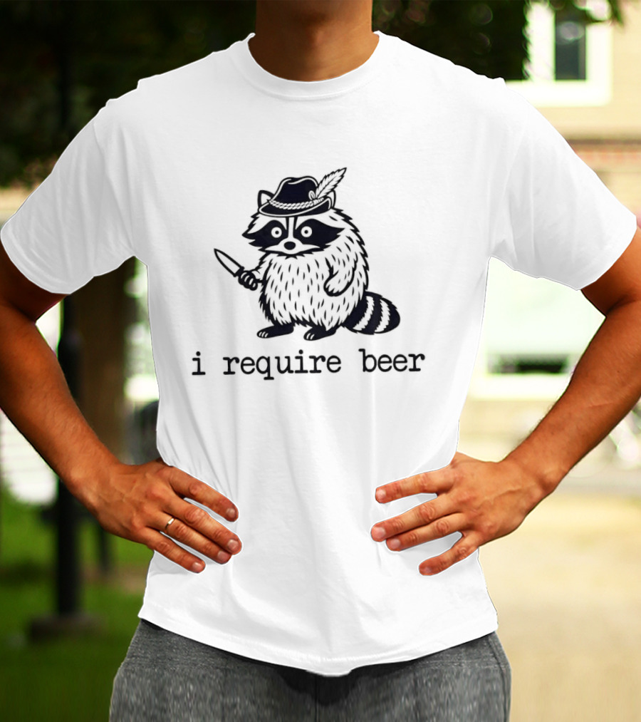 Raccoon With A Knife I Require Beer Animal Hat T-Shirt