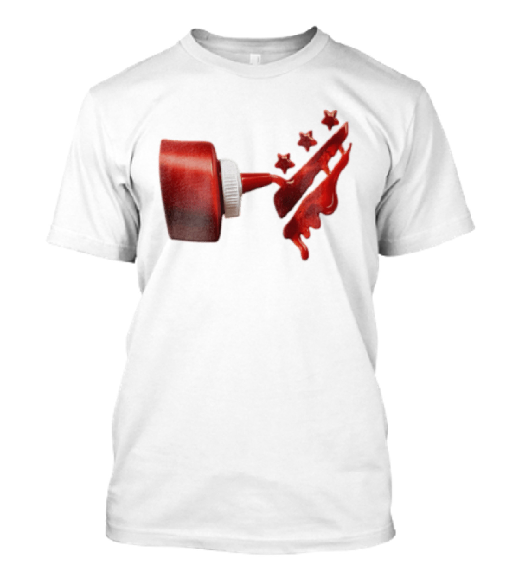 Red Squeeze Bottle Pouring Ketchup With Stars T-Shirt