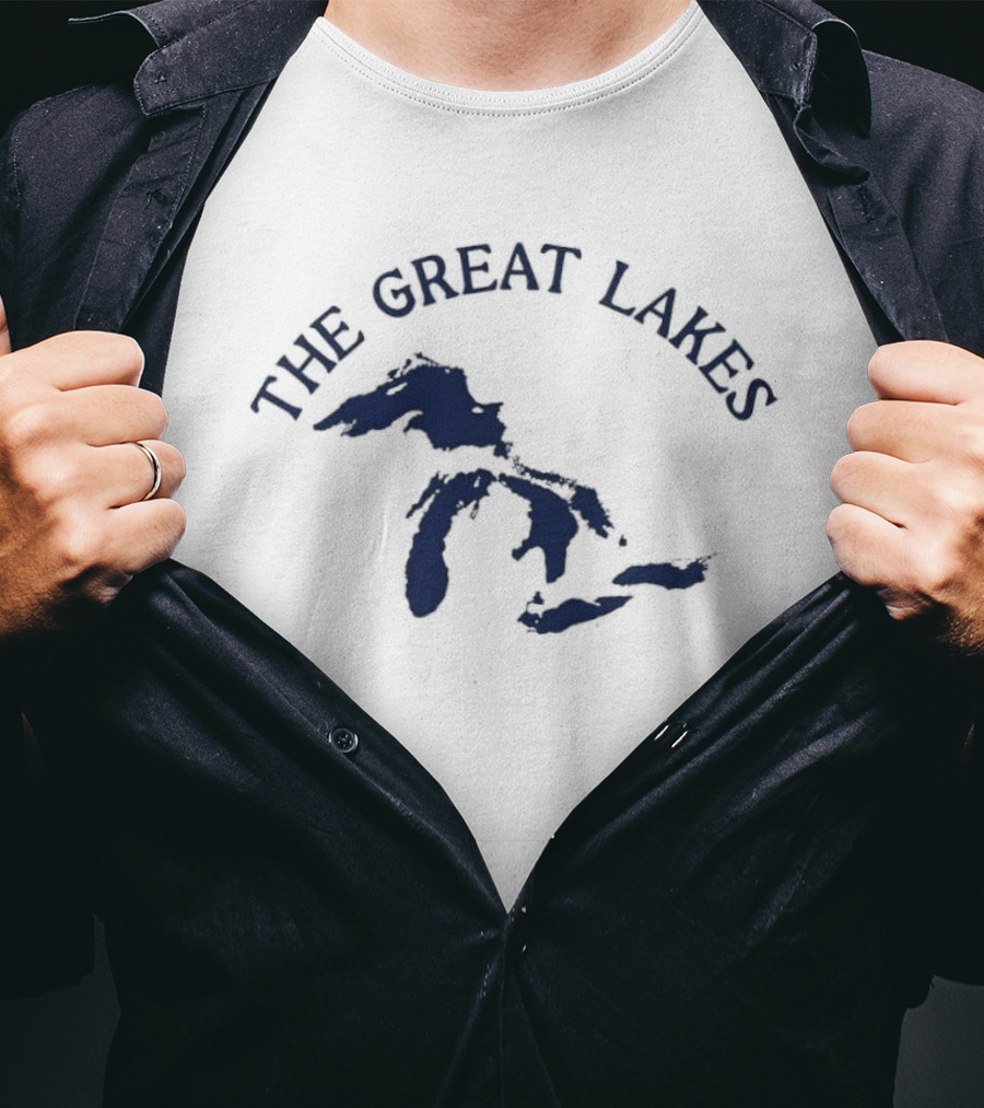 The Great Lakes Map Geography North America Waterways T-Shirt