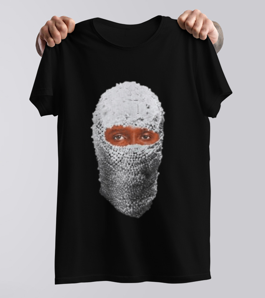 African Boy Store AFB Pearl Mask Eyes Peering Through Beaded T-Shirt