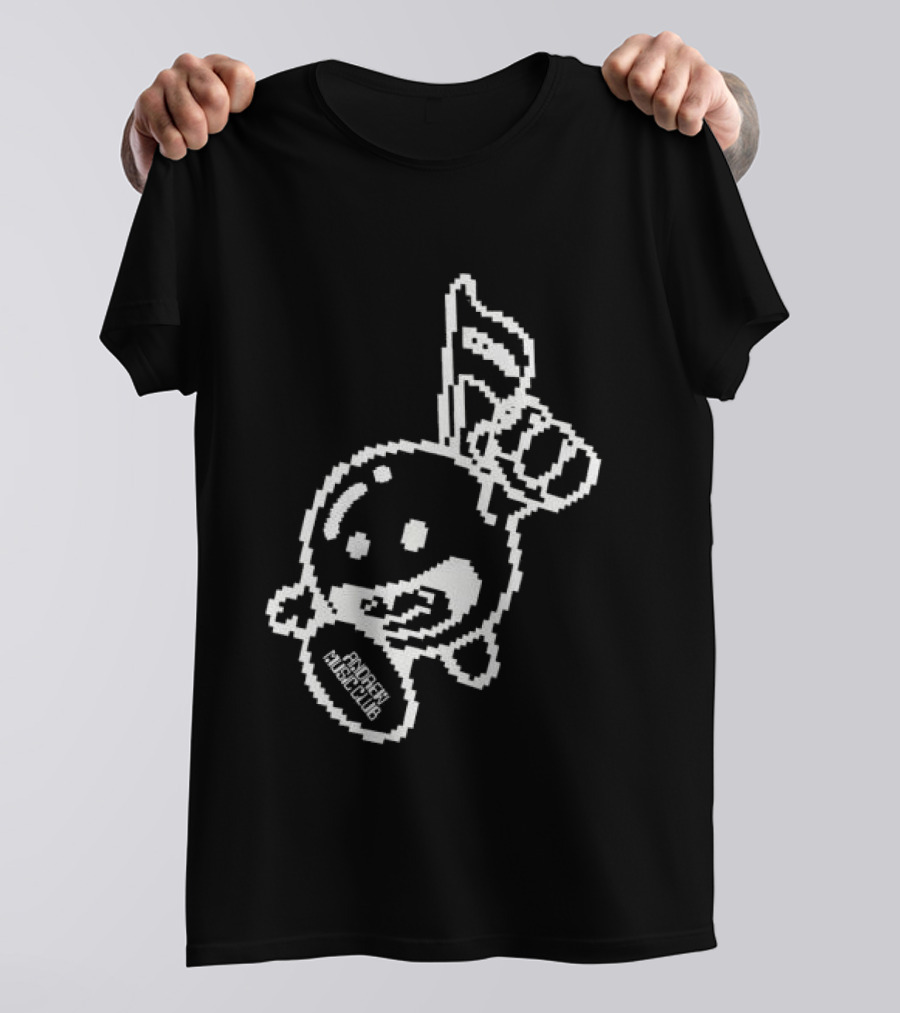 Andrew Miami Store Amc Black Pixel Art Character Holding Flag T-Shirt
