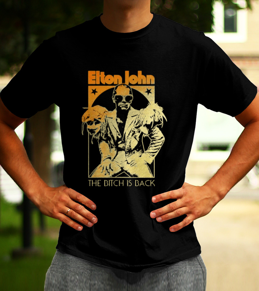 Elton John The Bitch Is Back Retro Style Gold T-Shirt