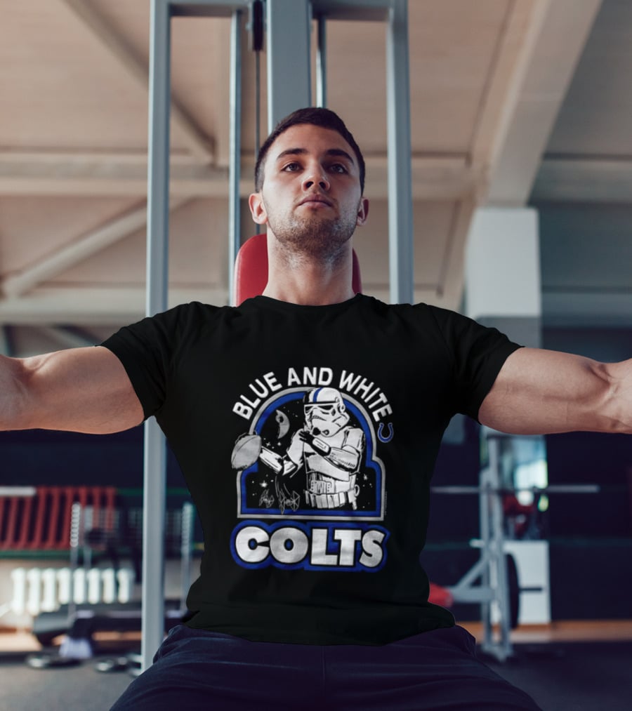 Blue And White Colts Stormtrooper Throwing Football Space T-Shirt