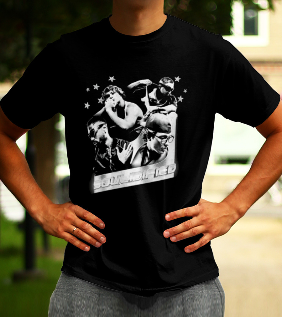 Four Men Stars Solidified Black White T-Shirt