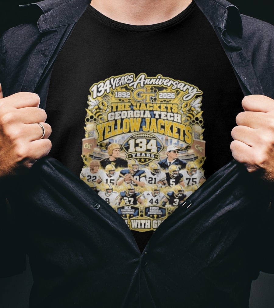 Georgia Tech Yellow Jackets 134 Years Anniversary 1892 2026 To Hell With Georgia Football Champions T-Shirt