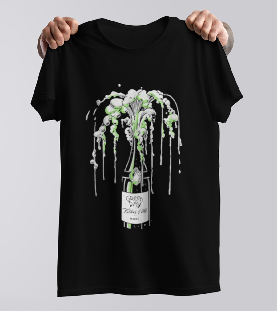 Green Day Father Of All Champagne Unicorn Bottle Burst T-Shirt