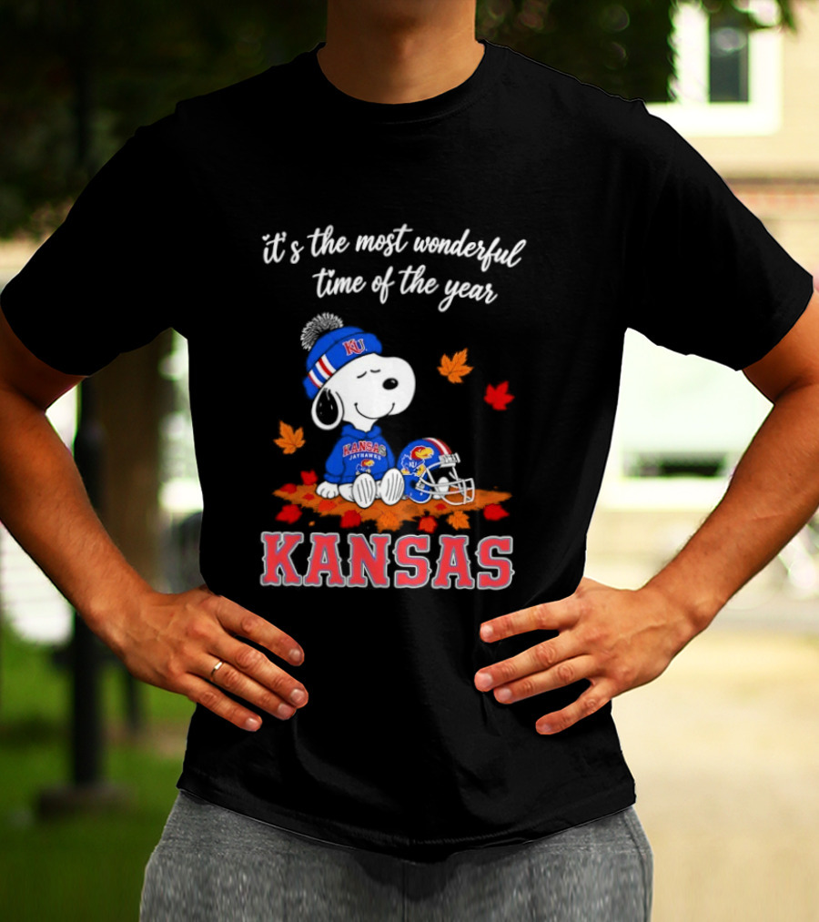 Kansas Jayhawks Snoopy It's The Most Wonderful Time Of The Year T-Shirt
