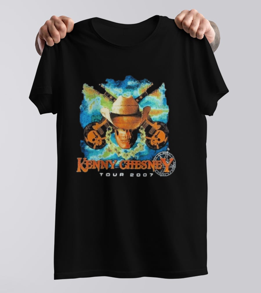 Kenny Chesney Tour 2007 Skull Cowboy Hat Guitar T-Shirt