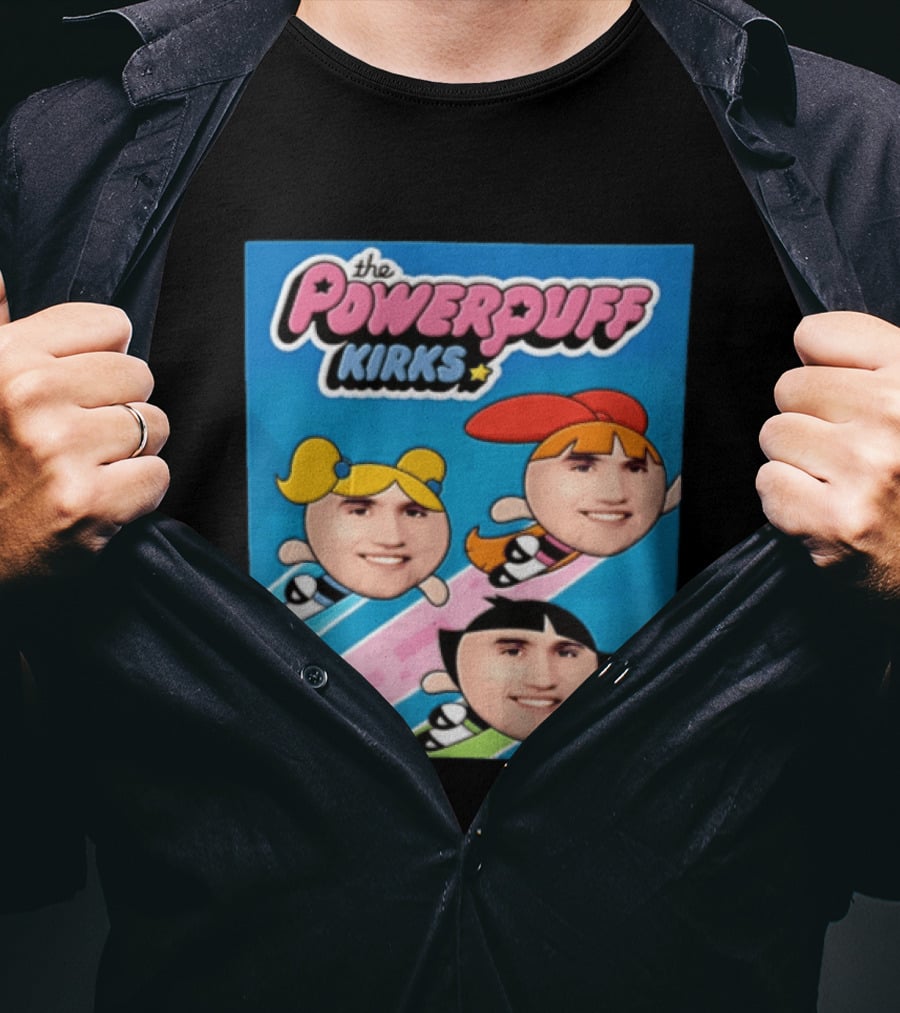 The Powerpuff Kirks Cartoon Characters Flying Faces T-Shirt