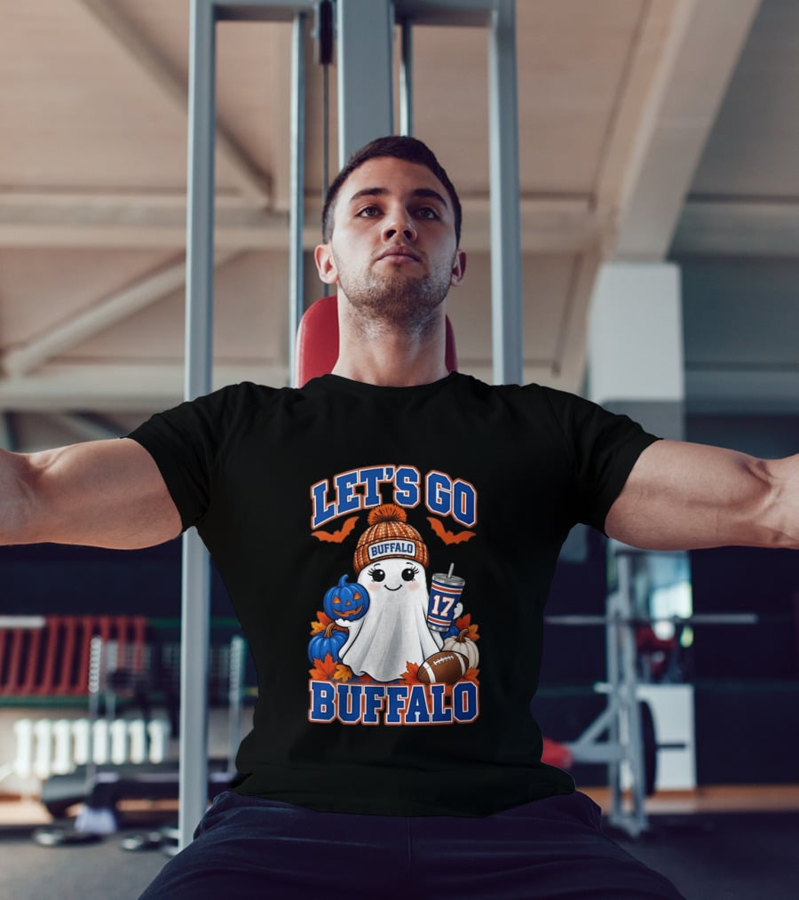 Let's Go Buffalo Halloween Ghost Football Festive Pumpkins 2026 T-Shirt