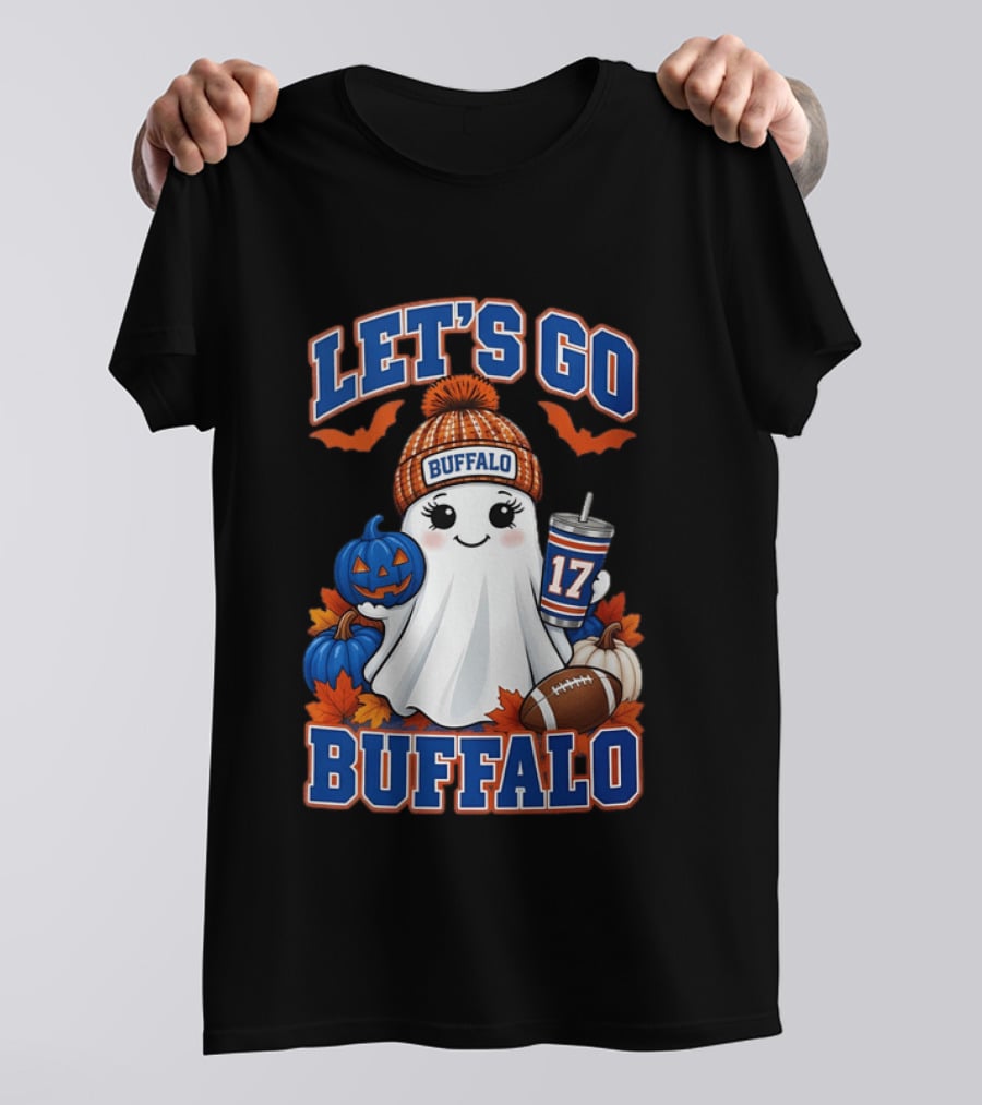 Let's Go Buffalo Halloween Ghost Football Festive Pumpkins 2026 T-Shirt