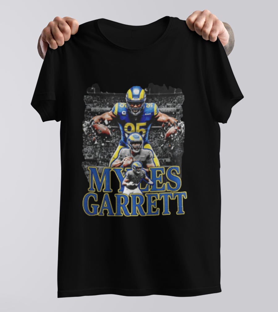 Los Angeles Rams Myles Garrett Football Player Collage Three Poses T-Shirt