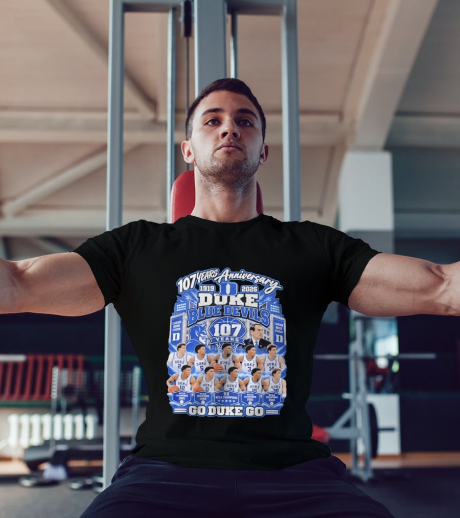 107 Years Anniversary 1919 2026 Duke Blue Devils NCAA Champions 5X Go Duke Go T-Shirt