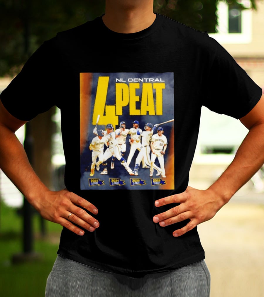 Milwaukee Brewers 4 Peat NL Central Champs 2023 2026 Players Edition T-Shirt