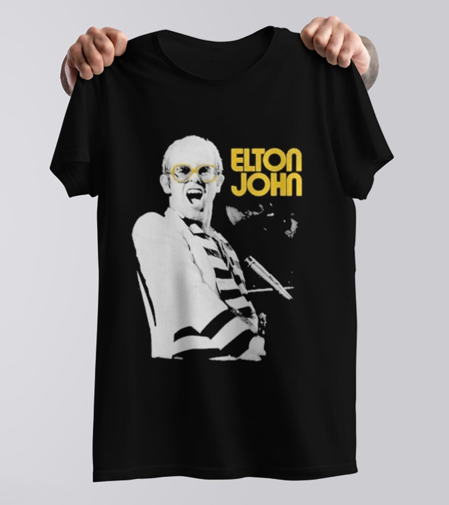 Elton John Classic Concert Series Iconic Glasses And Microphone T-Shirt