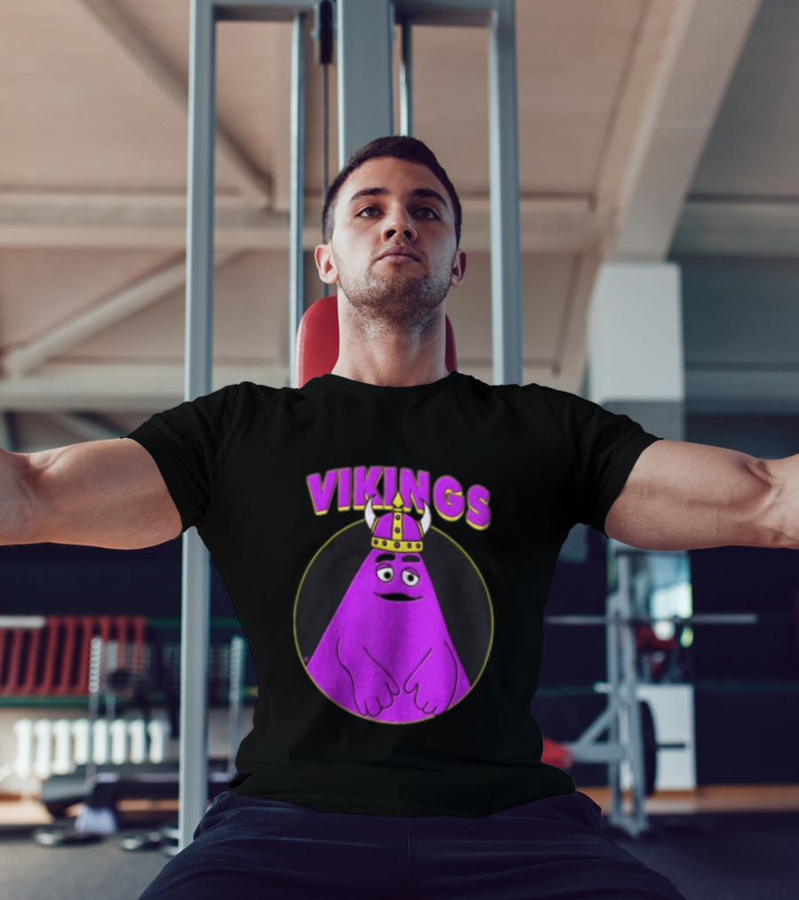 Vikings Purple Character With Horned Helmet T-Shirt