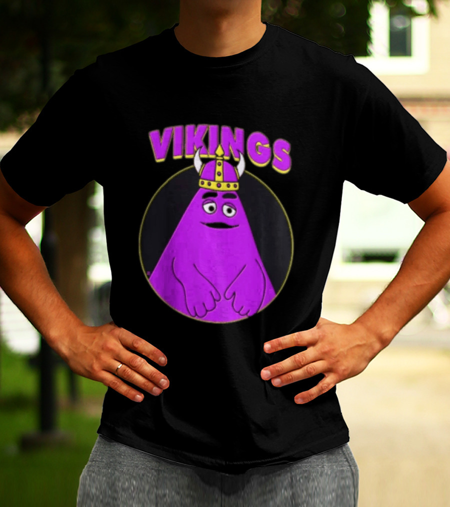 Vikings Purple Character With Horned Helmet T-Shirt