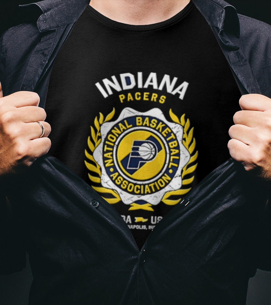 Indiana Pacers NBA National Basketball Association Laurel Wreath T-Shirt