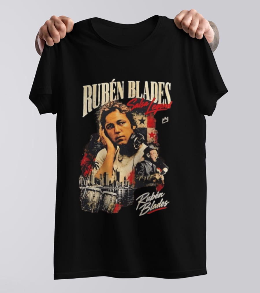 Rubén Blades Salsa Legend Panama City Skyline Musical Legacy T-Shirt