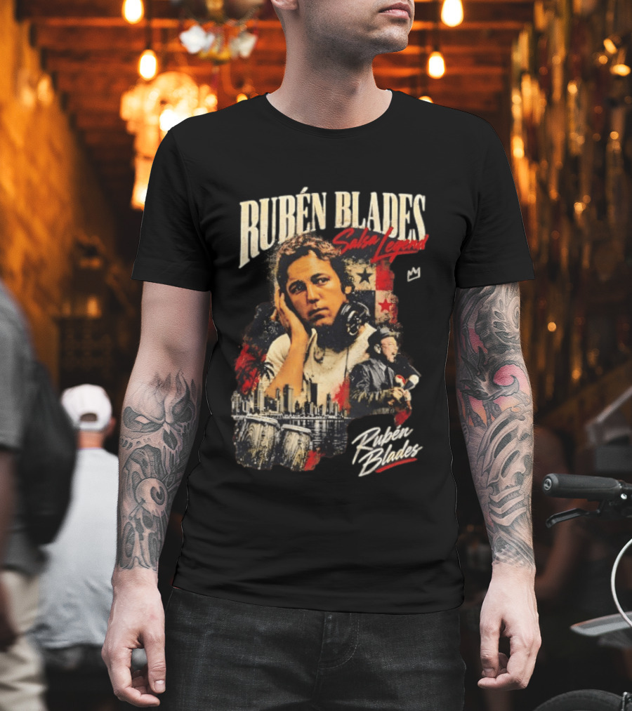 Rubén Blades Salsa Legend Panama City Skyline Musical Legacy T-Shirt
