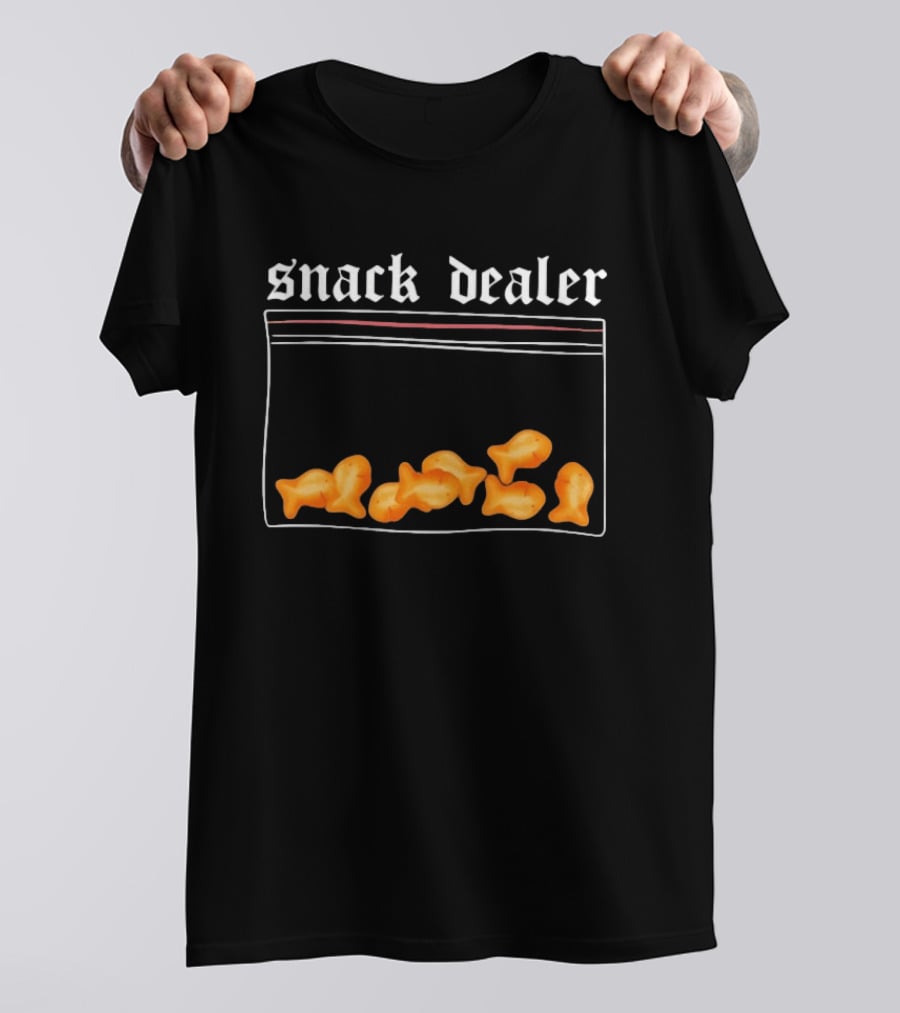 Snack Dealer Fish Crackers Pack Ziploc Bag T-Shirt