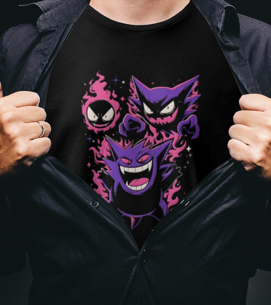Terror Gang Gengar Haunter Gastly Pokemon Flame T-Shirt